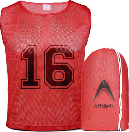 Athllete 12 Pcs Duramesh Pinnies | Numbered Scrimmage Vests for Kids & Adults Soccer